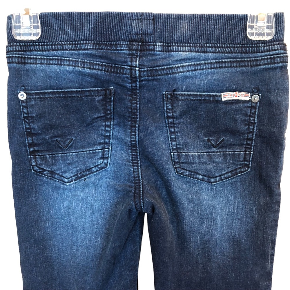 Hudson Girls Size 7 Dark Blue Denim Elastic Waist & Ankle Pull On Jeans Pockets